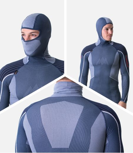 Sous-vêtement thermique seamless avec capuche